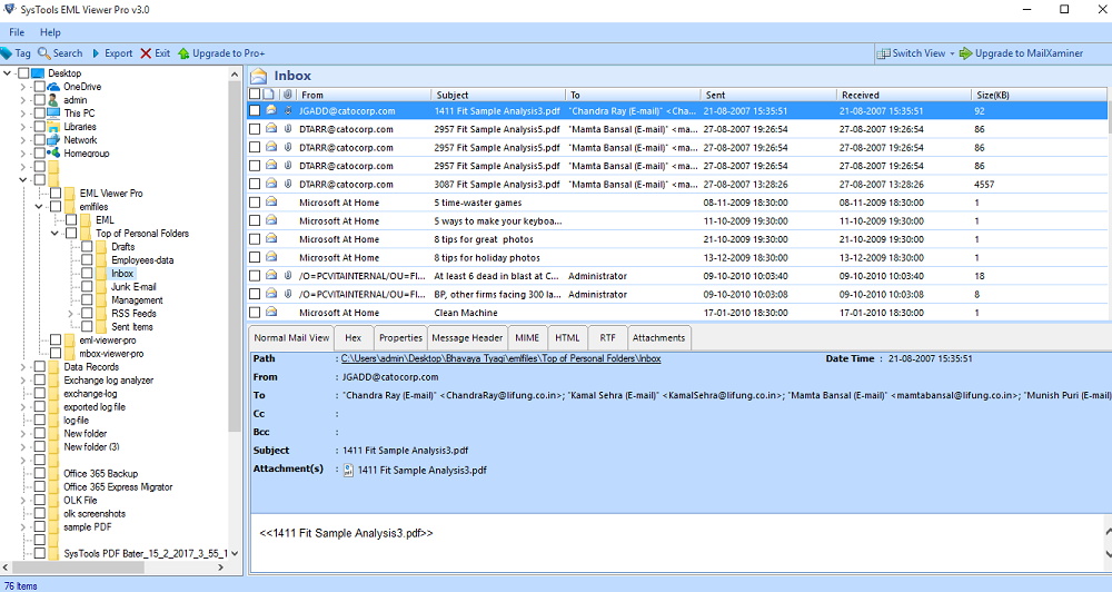 Batch Convert EML to PDF Free screenshot