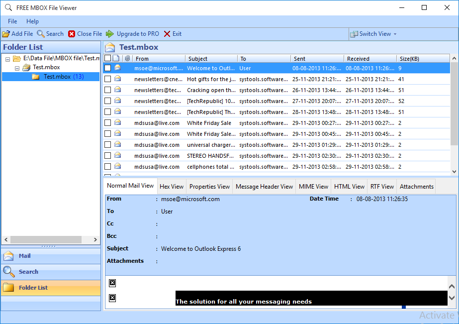 Free MBOX File Viewer screenshot