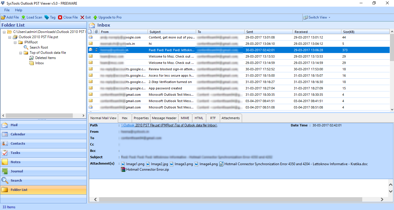 PST File Opener Free Download screenshot